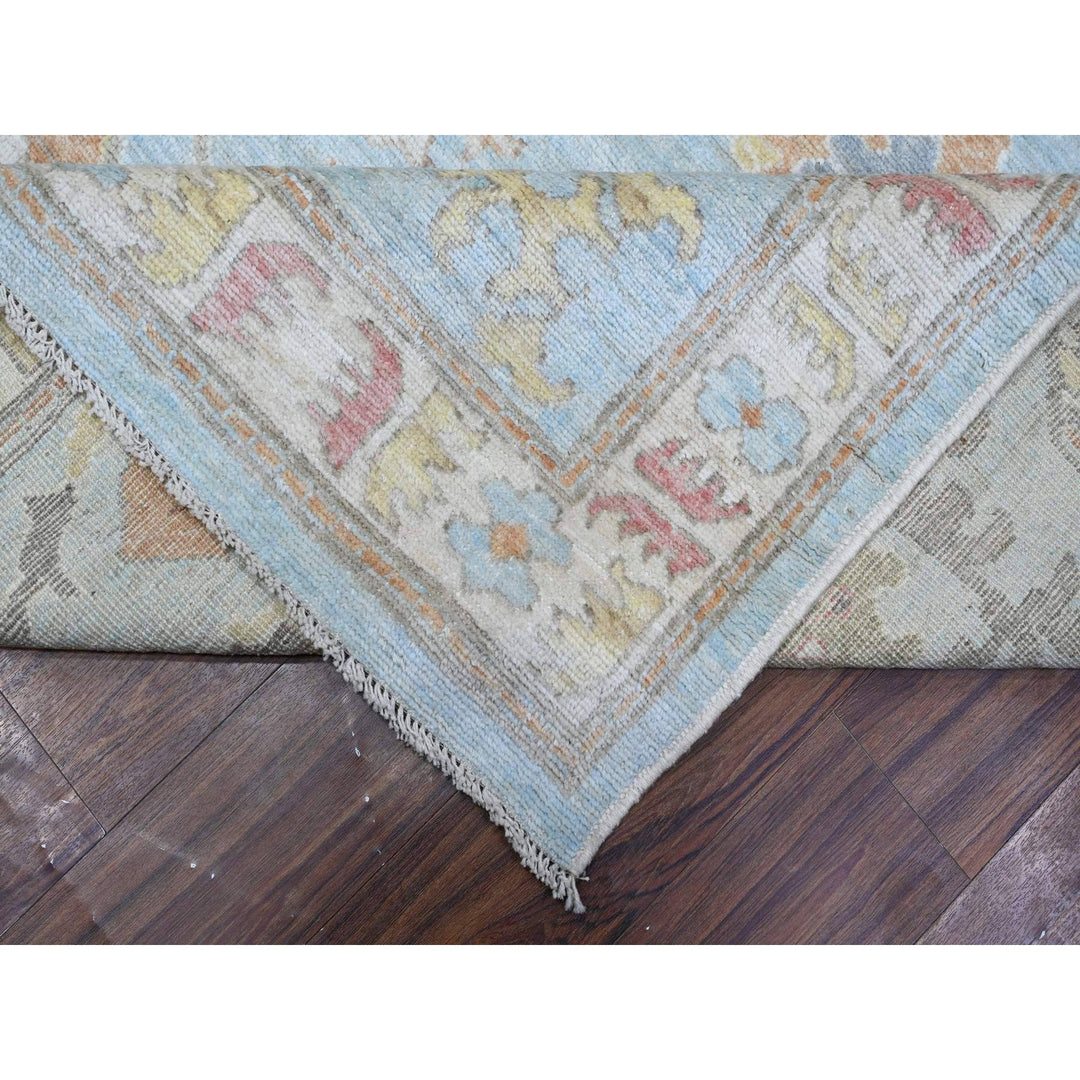 9'11" x 13'5" New Hand Knotted Blue Wool Rectangle Oriental Rug - MOA10288689