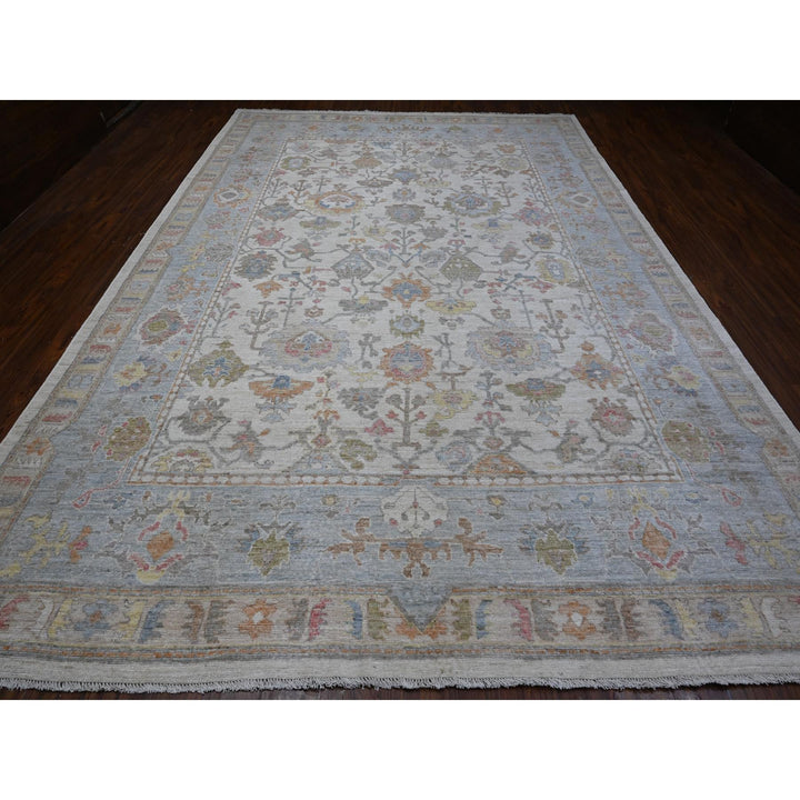 9'9" x 14'2" New Hand Knotted Ivory Wool Rectangle Oriental Rug - MOA10288691