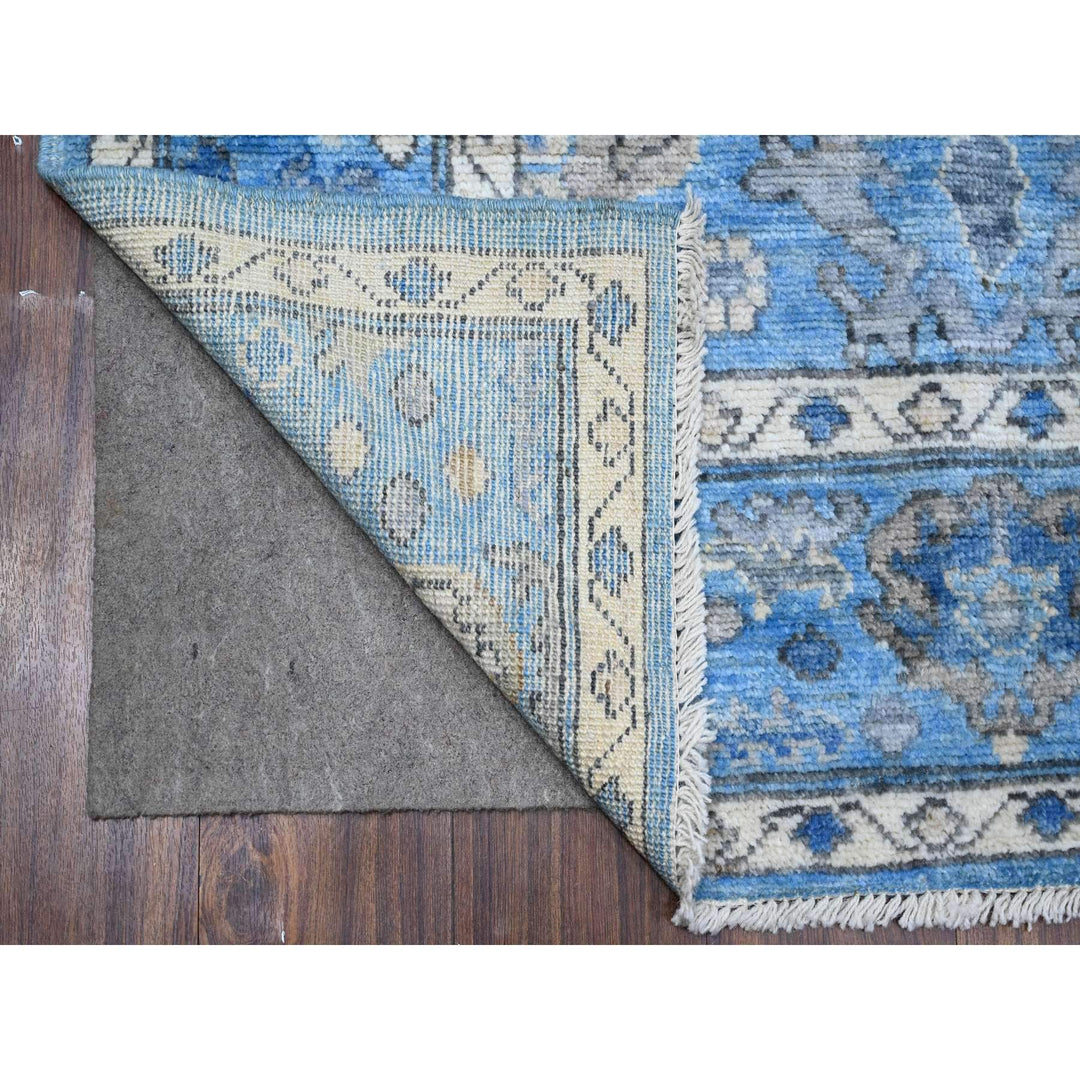 6'2" x 9'3" New Hand Knotted Blue Wool Rectangle Oriental Rug - MOA10288697