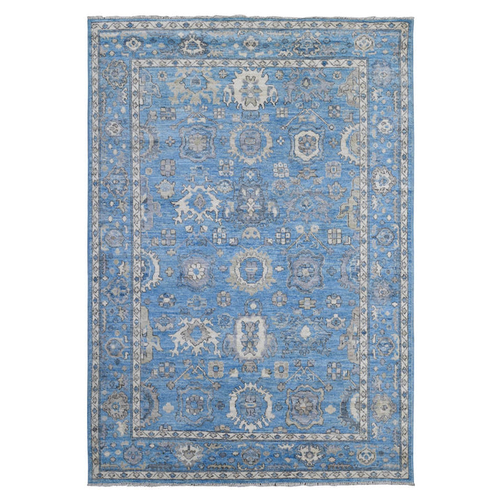 6'1" x 8'8" New Hand Knotted Blue Wool Rectangle Oriental Rug - MOA10288699