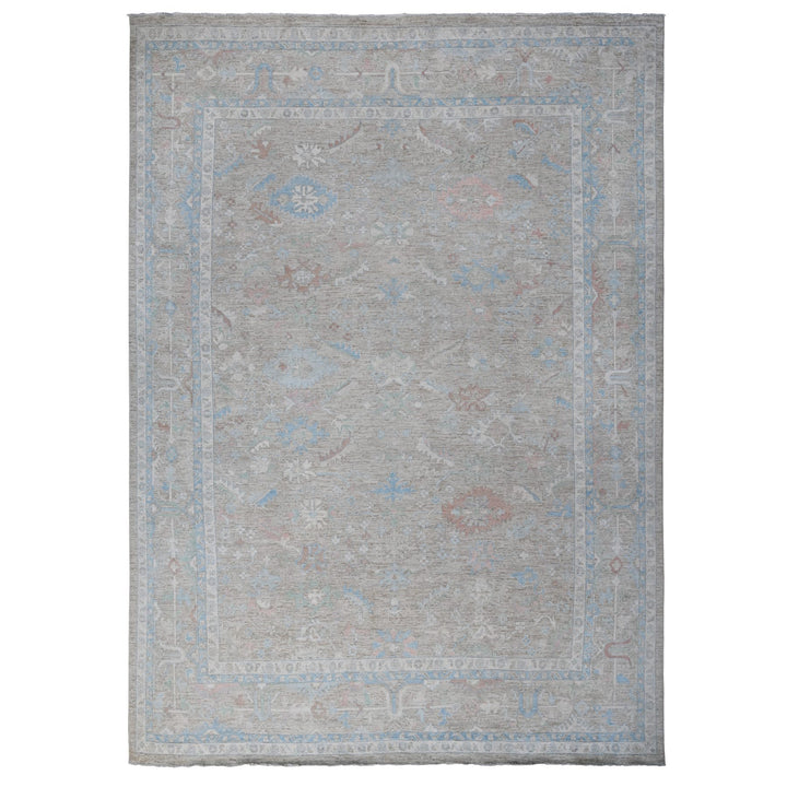 14'0" x 17'9" New Hand Knotted Grey Wool Rectangle Oriental Rug - MOA10288700