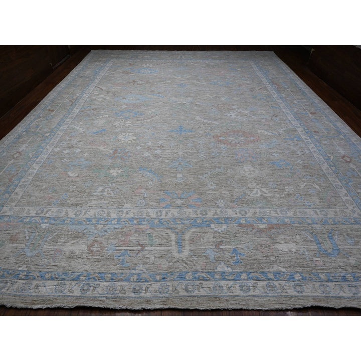 14'0" x 17'9" New Hand Knotted Grey Wool Rectangle Oriental Rug - MOA10288700