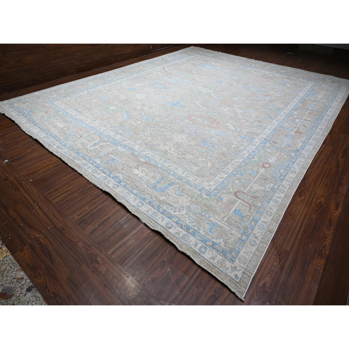 14'0" x 17'9" New Hand Knotted Grey Wool Rectangle Oriental Rug - MOA10288700