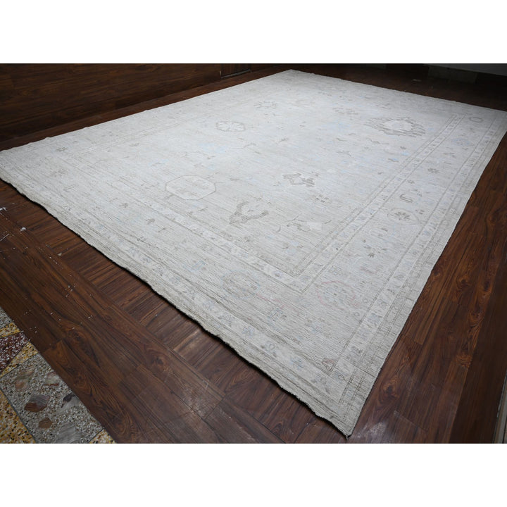 13'10" x 19'5" New Hand Knotted Grey Wool Rectangle Oriental Rug - MOA10288701