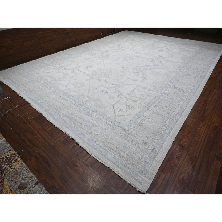 14'1" x 19'7" New Hand Knotted Grey Wool Rectangle Oriental Rug - MOA10288703