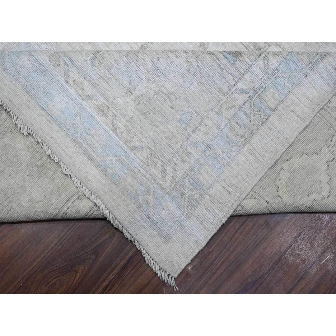 14'1" x 19'7" New Hand Knotted Grey Wool Rectangle Oriental Rug - MOA10288703