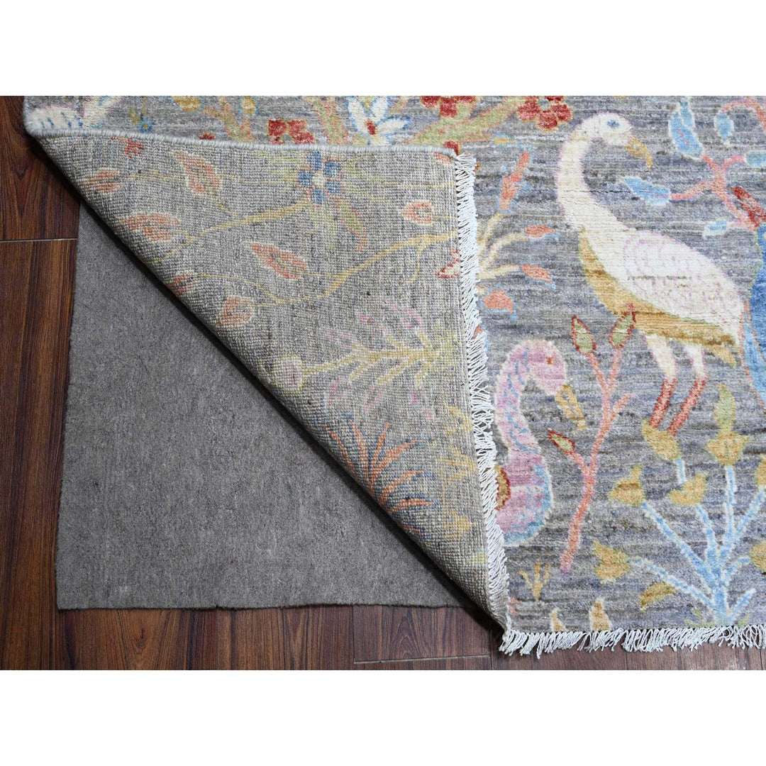 11'11" x 12'1" New Hand Knotted Grey Wool Square Oriental Rug - MOA10288711