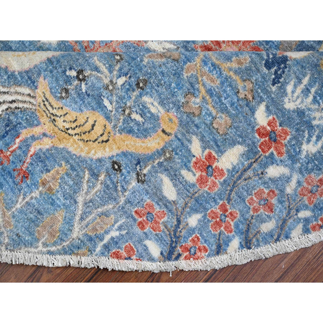 8'0" x 8'1" New Hand Knotted Blue Wool Round Oriental Rug - MOA10288714