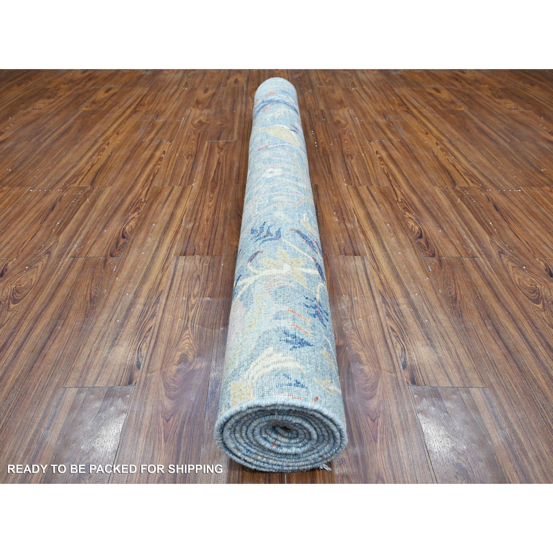 6'1" x 12'0" New Hand Knotted Blue Wool Runner Oriental Rug - MOA10288715