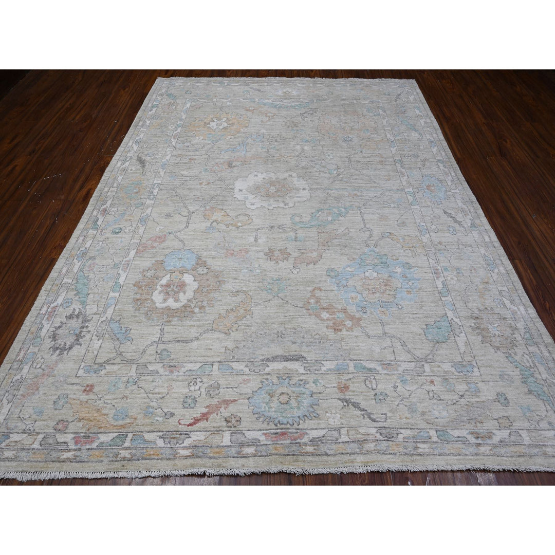 7'9" x 9'11" New Hand Knotted Grey Wool Rectangle Oriental Rug - MOA10288720