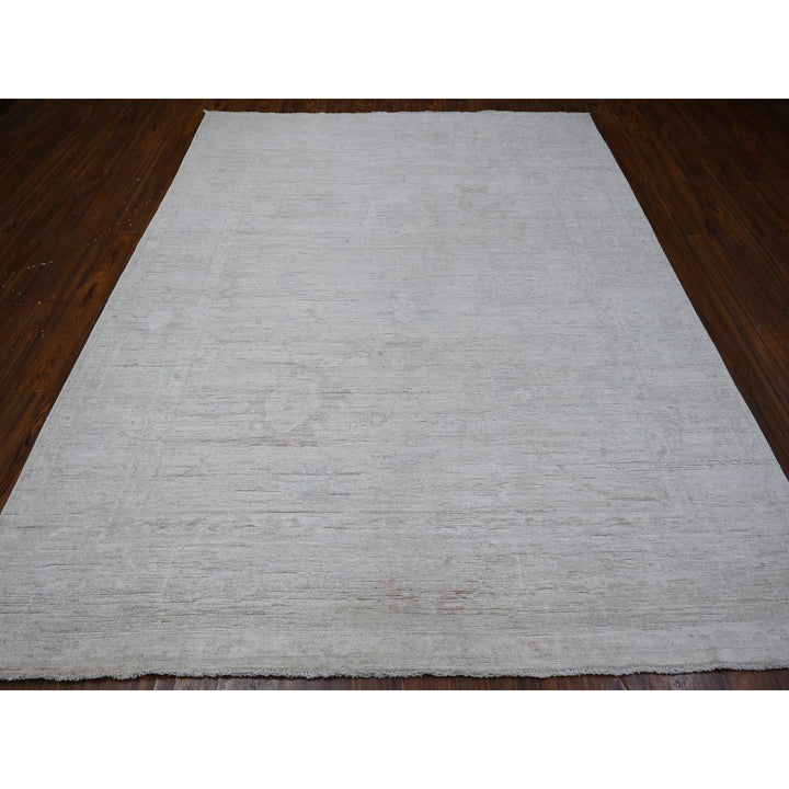 7'10" x 9'7" New Hand Knotted Grey Wool Rectangle Oriental Rug - MOA10288722