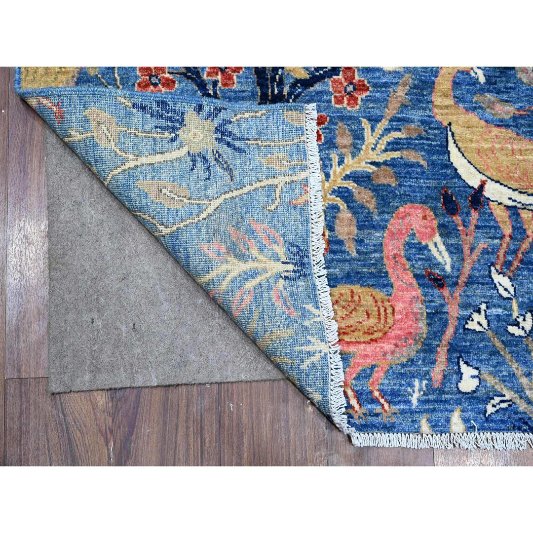 5'11" x 8'9" New Hand Knotted Blue Wool Rectangle Oriental Rug - MOA10288725