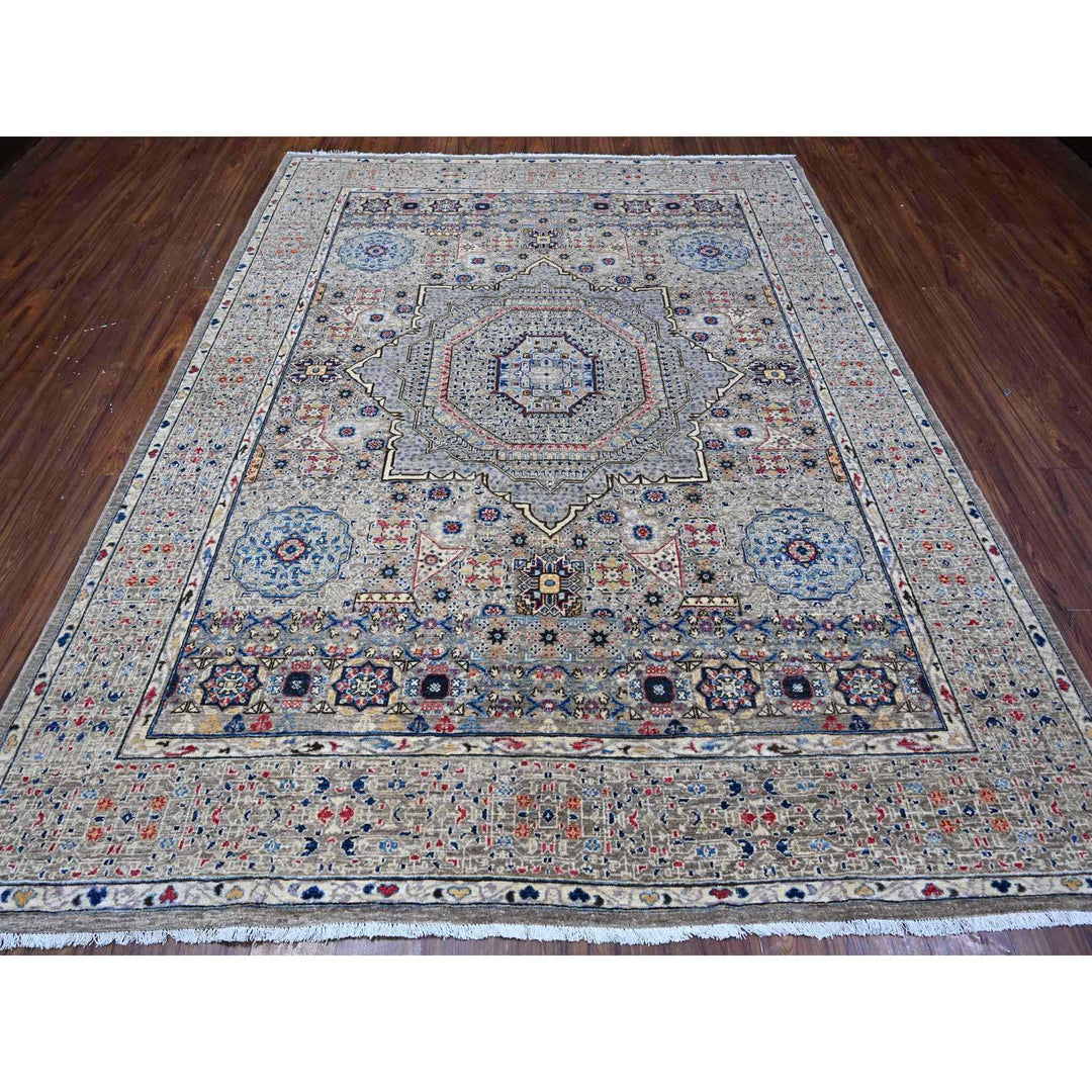 7'10" x 10'0" New Hand Knotted Grey Wool Rectangle Oriental Rug - MOA10288728