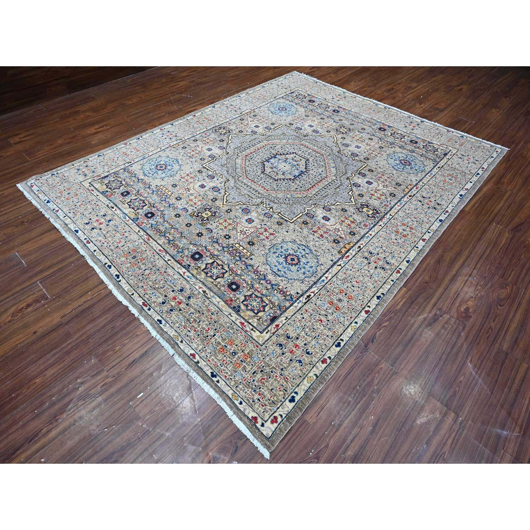 7'10" x 10'0" New Hand Knotted Grey Wool Rectangle Oriental Rug - MOA10288728