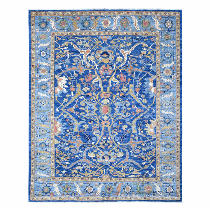 8'2" x 10'2" New Hand Knotted Blue Wool Rectangle Oriental Rug - MOA10288730