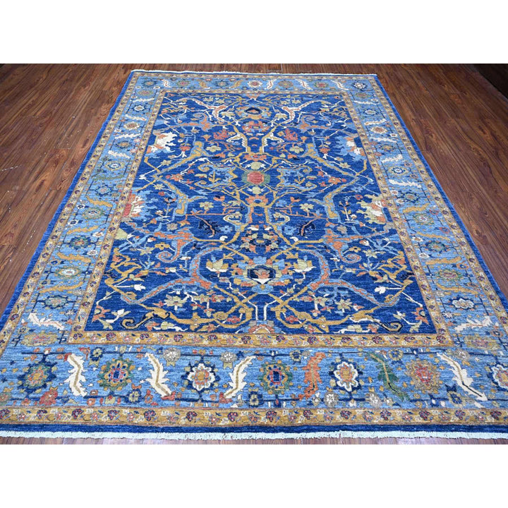 8'2" x 10'2" New Hand Knotted Blue Wool Rectangle Oriental Rug - MOA10288730