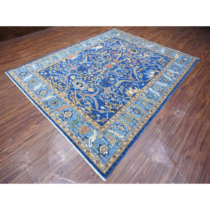 8'2" x 10'2" New Hand Knotted Blue Wool Rectangle Oriental Rug - MOA10288730