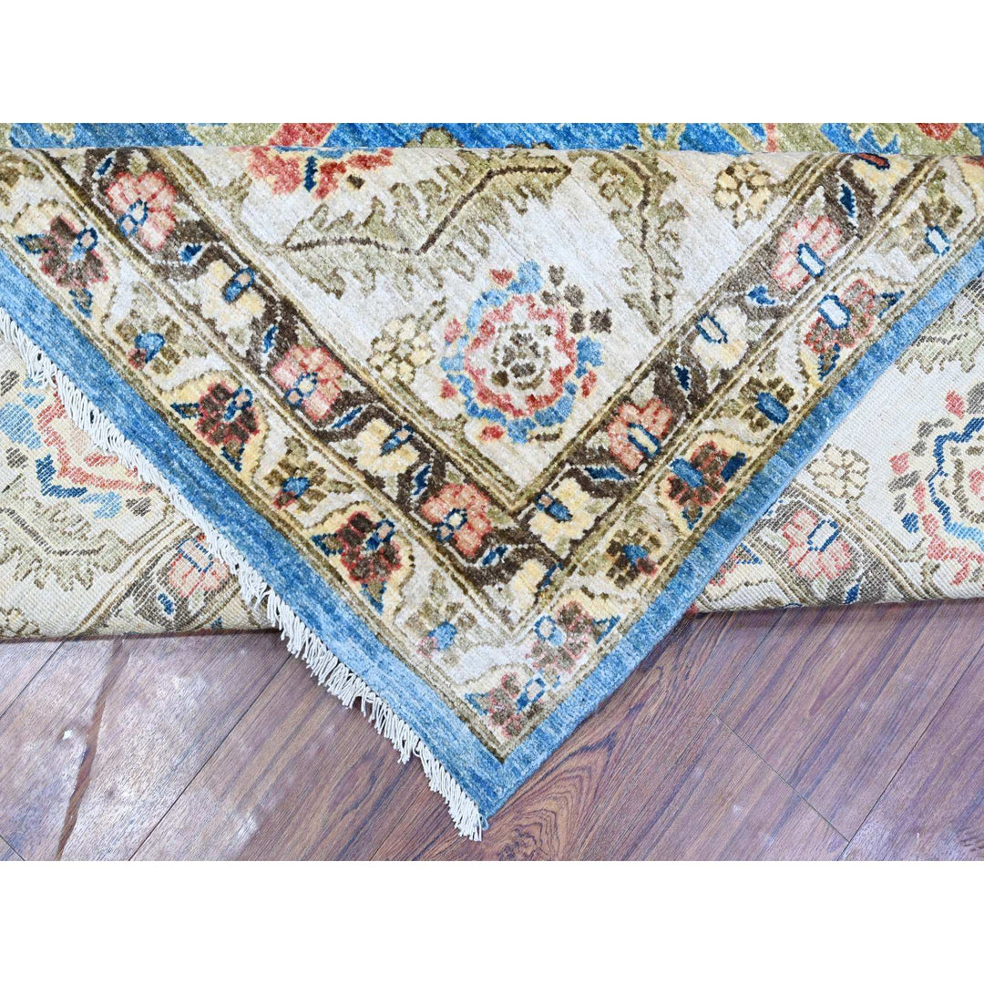 8'11" x 11'8" New Hand Knotted Blue Wool Rectangle Oriental Rug - MOA10288731