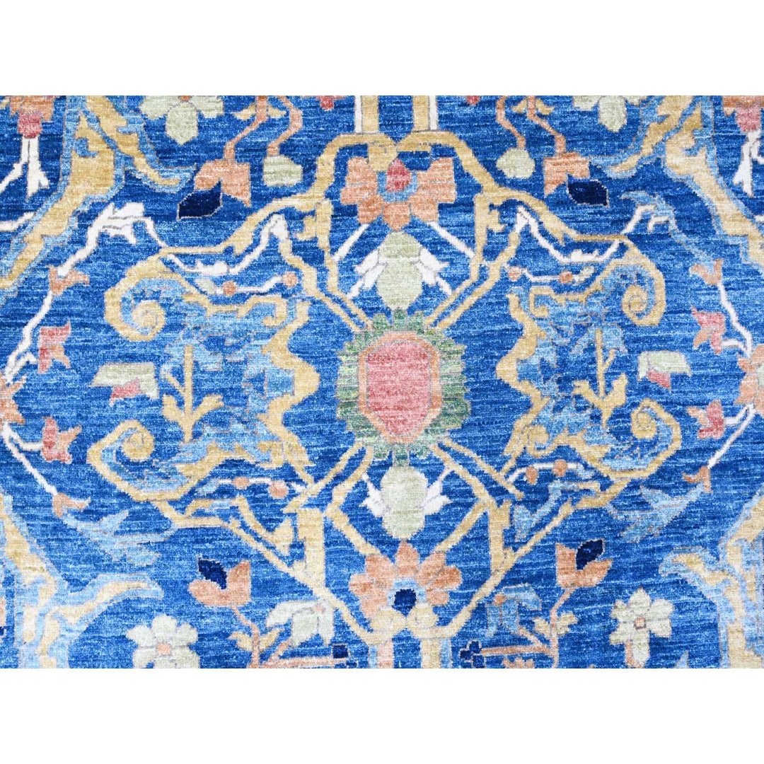 8'7" x 11'11" New Hand Knotted Blue Wool Rectangle Oriental Rug - MOA10288733