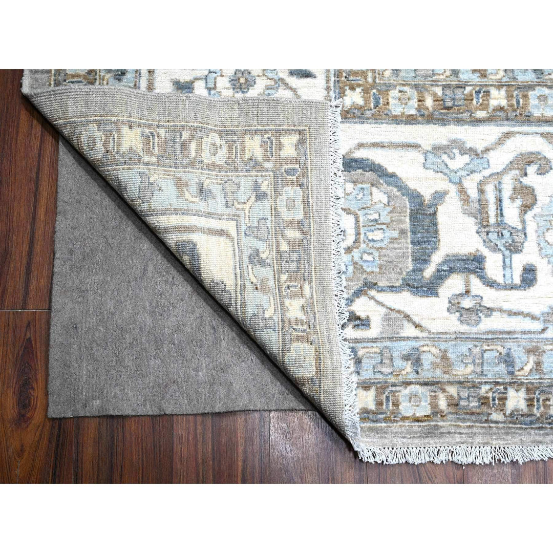 11'11" x 14'9" New Hand Knotted Grey Wool Rectangle Oriental Rug - MOA10288741