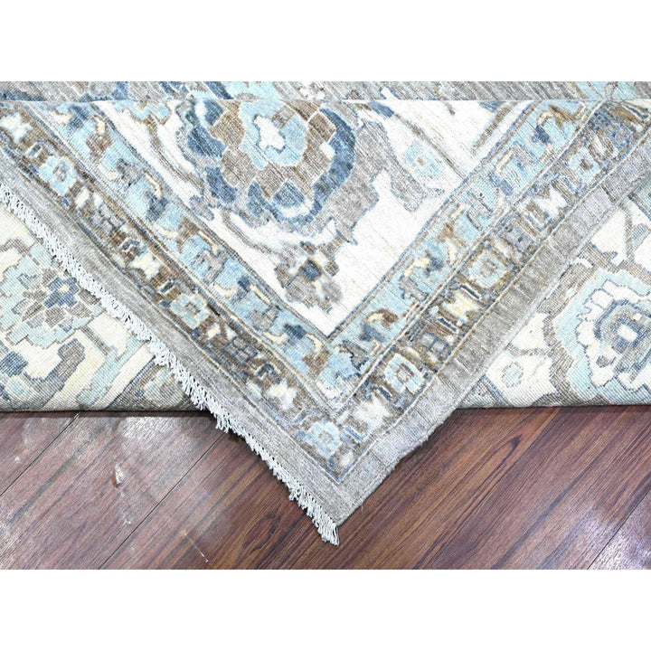 11'11" x 14'9" New Hand Knotted Grey Wool Rectangle Oriental Rug - MOA10288741