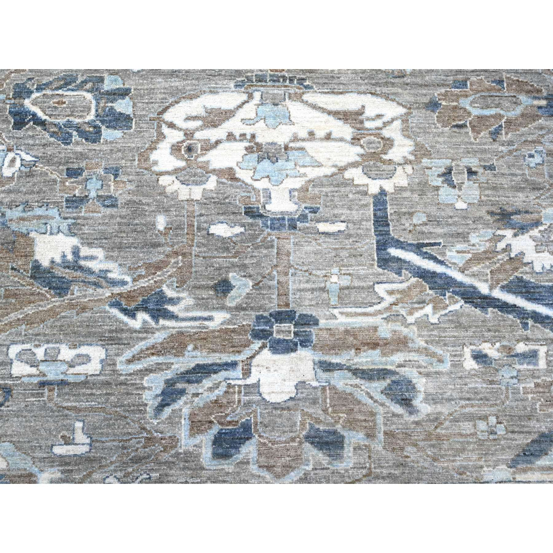 11'11" x 14'9" New Hand Knotted Grey Wool Rectangle Oriental Rug - MOA10288741