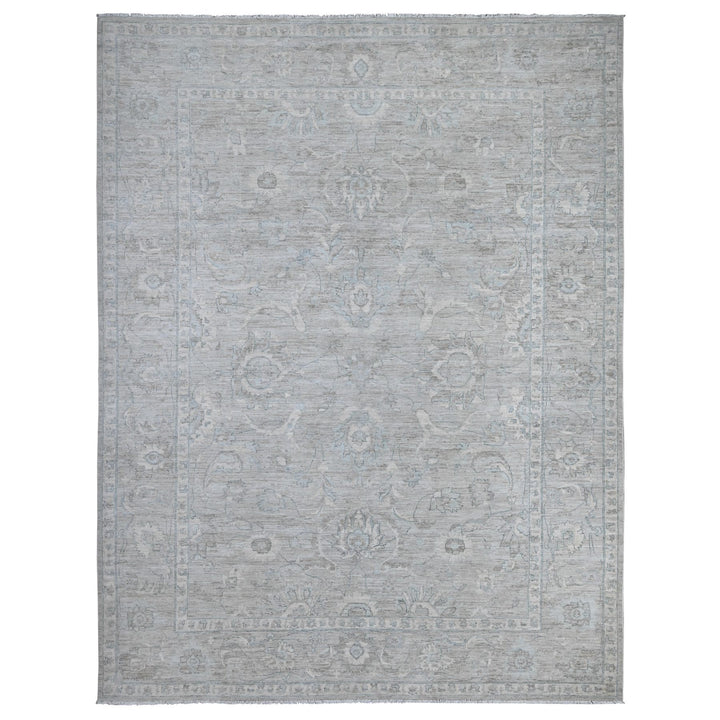 9'11" x 13'0" New Hand Knotted Grey Wool Rectangle Oriental Rug - MOA10288743