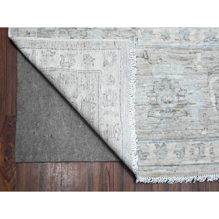 9'11" x 13'0" New Hand Knotted Grey Wool Rectangle Oriental Rug - MOA10288743