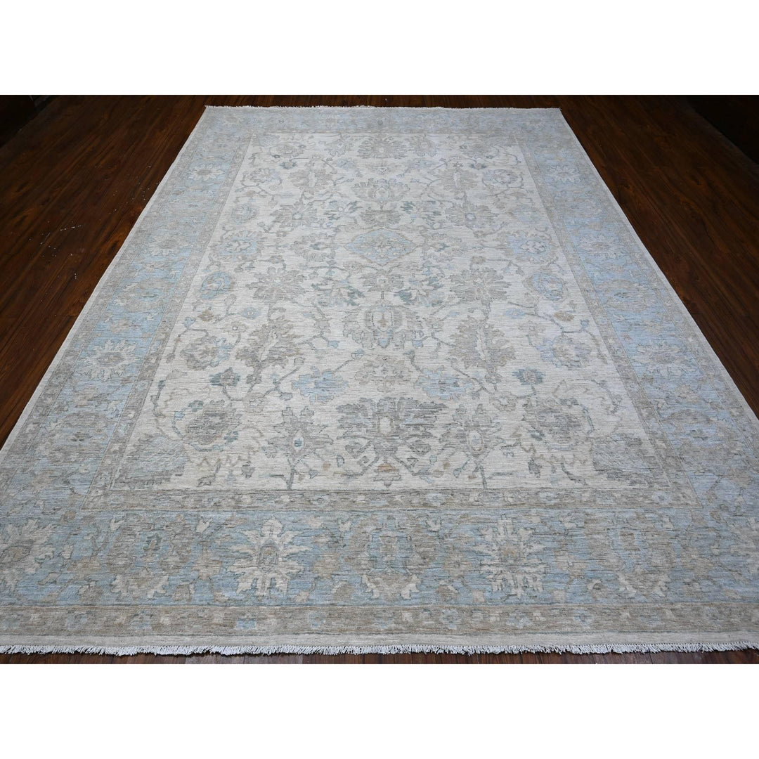 8'10" x 11'7" New Hand Knotted Ivory Wool Rectangle Oriental Rug - MOA10288744