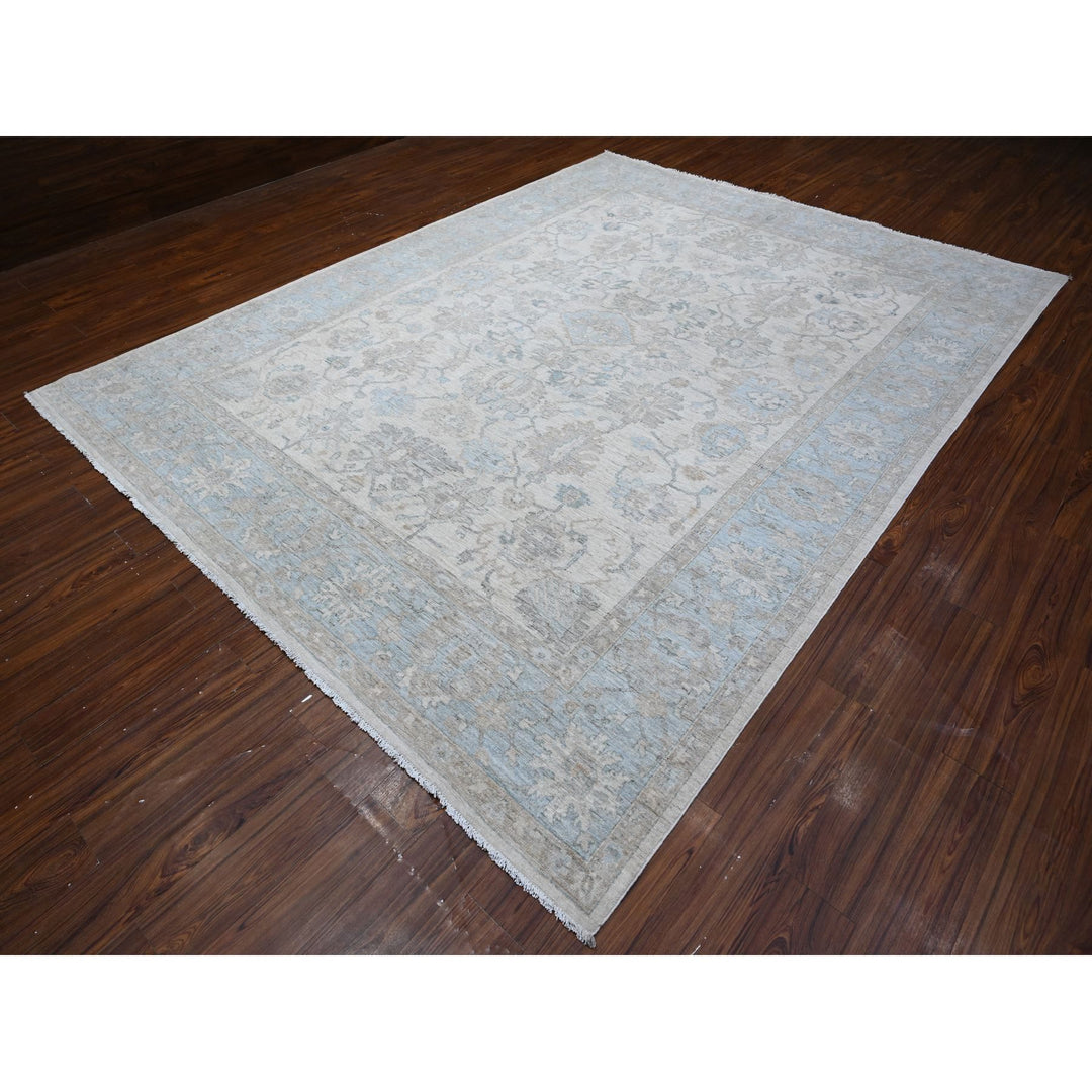 8'10" x 11'7" New Hand Knotted Ivory Wool Rectangle Oriental Rug - MOA10288744