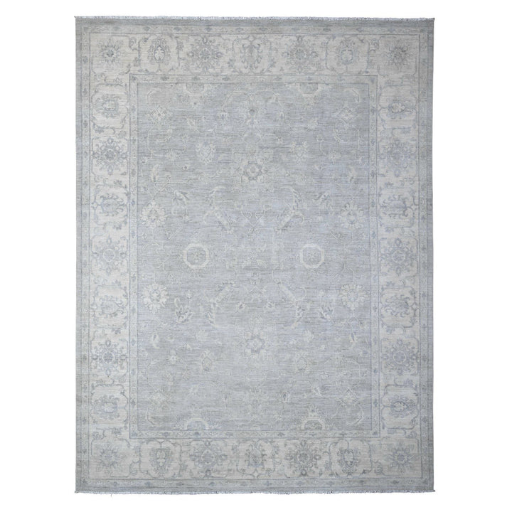 8'10" x 11'9" New Hand Knotted Grey Wool Rectangle Oriental Rug - MOA10288747