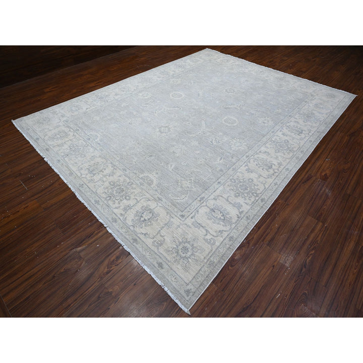 8'10" x 11'9" New Hand Knotted Grey Wool Rectangle Oriental Rug - MOA10288747