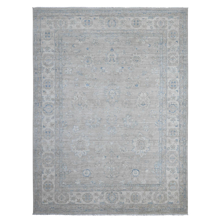 8'11" x 11'9" New Hand Knotted Grey Wool Rectangle Oriental Rug - MOA10288748