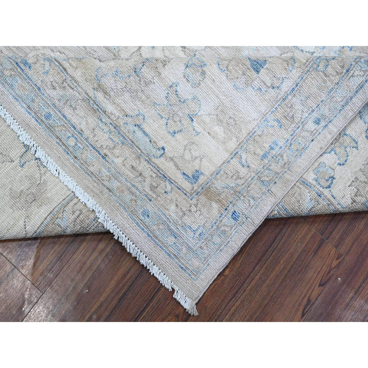 8'11" x 11'9" New Hand Knotted Grey Wool Rectangle Oriental Rug - MOA10288748