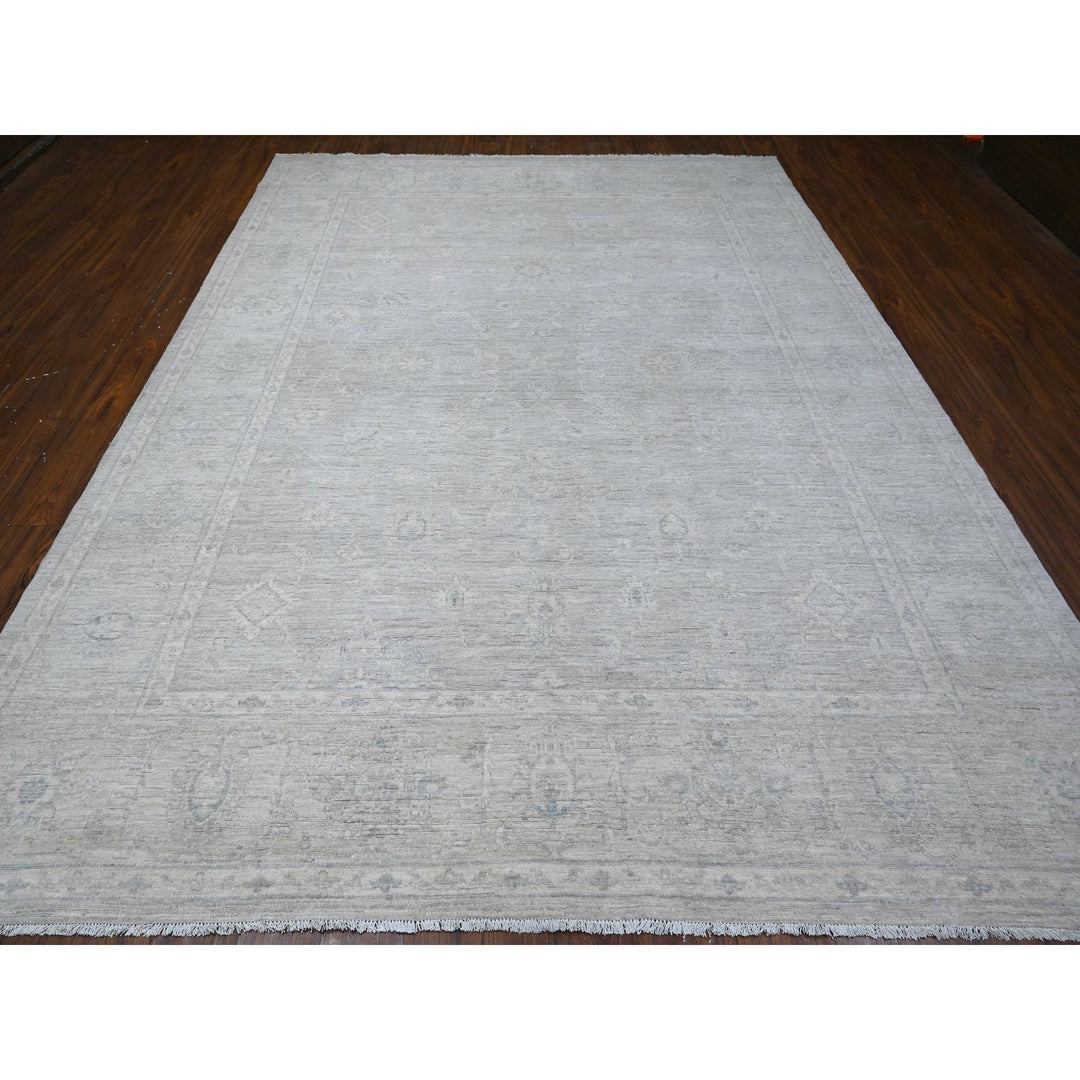 8'10" x 11'6" New Hand Knotted Grey Cotton Rectangle Oriental Rug - MOA10288749