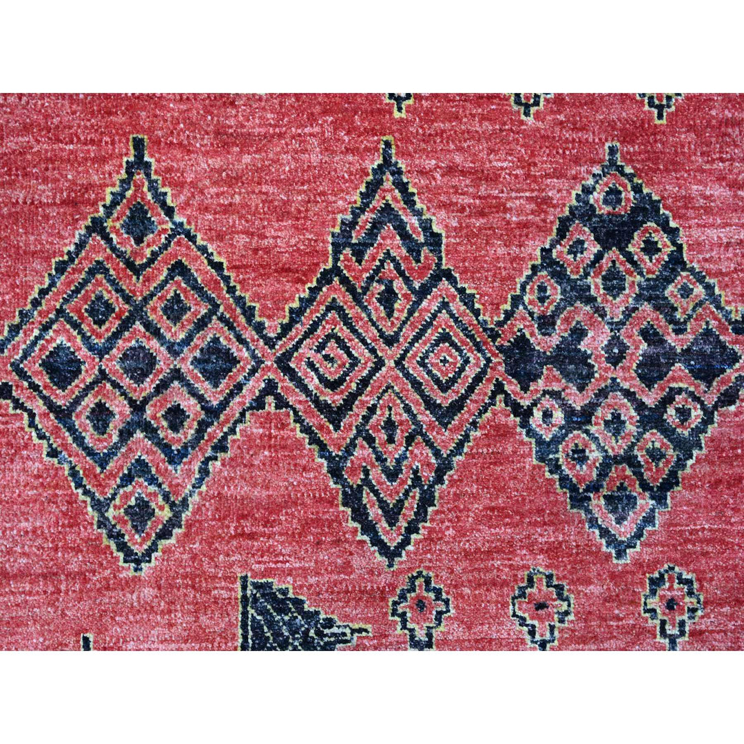 8'7" x 11'3" New Hand Knotted Red Wool Rectangle Oriental Rug - MOA10288750