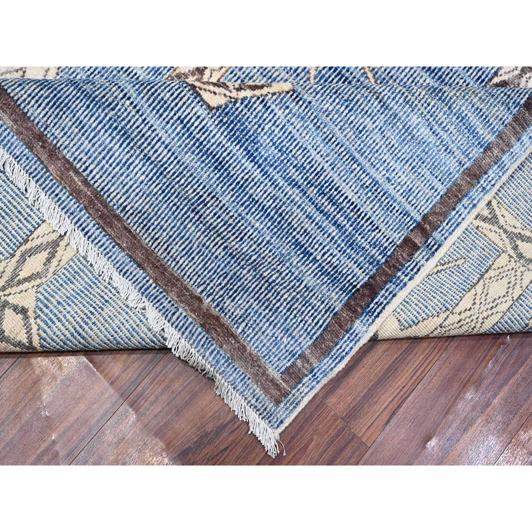 10'0" x 13'9" New Hand Knotted Blue Wool Rectangle Oriental Rug - MOA10288751