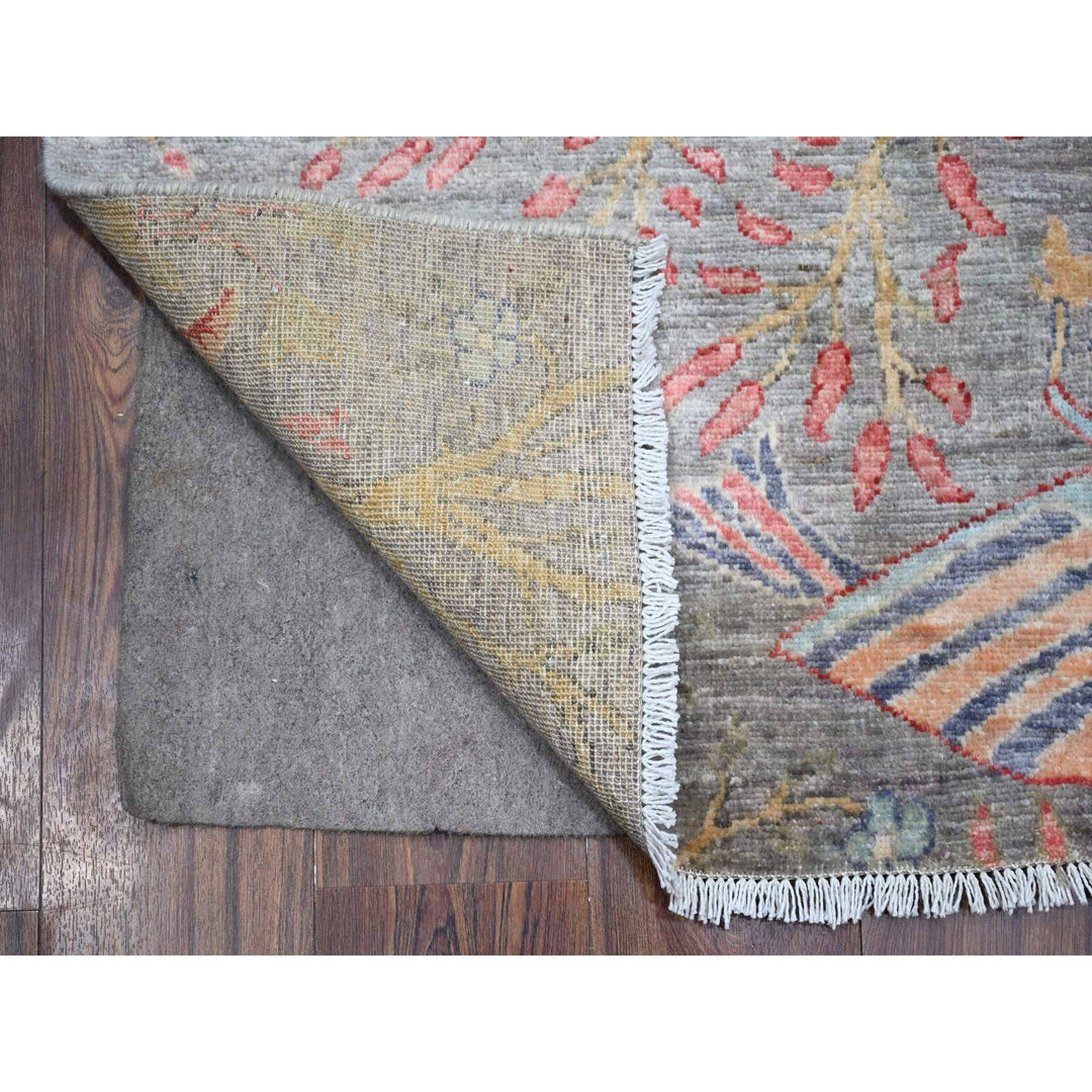 4'0" x 15'11" New Hand Knotted Grey Wool Runner Oriental Rug - MOA10288755