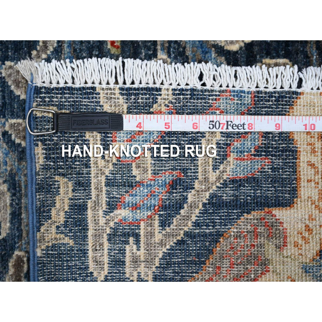 4'1" x 9'8" New Hand Knotted Blue Wool Runner Oriental Rug - MOA10288756