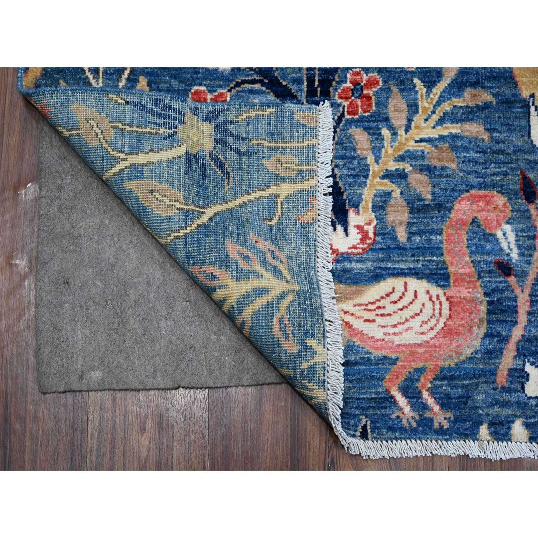 6'1" x 9'2" New Hand Knotted Blue Wool Rectangle Oriental Rug - MOA10288762