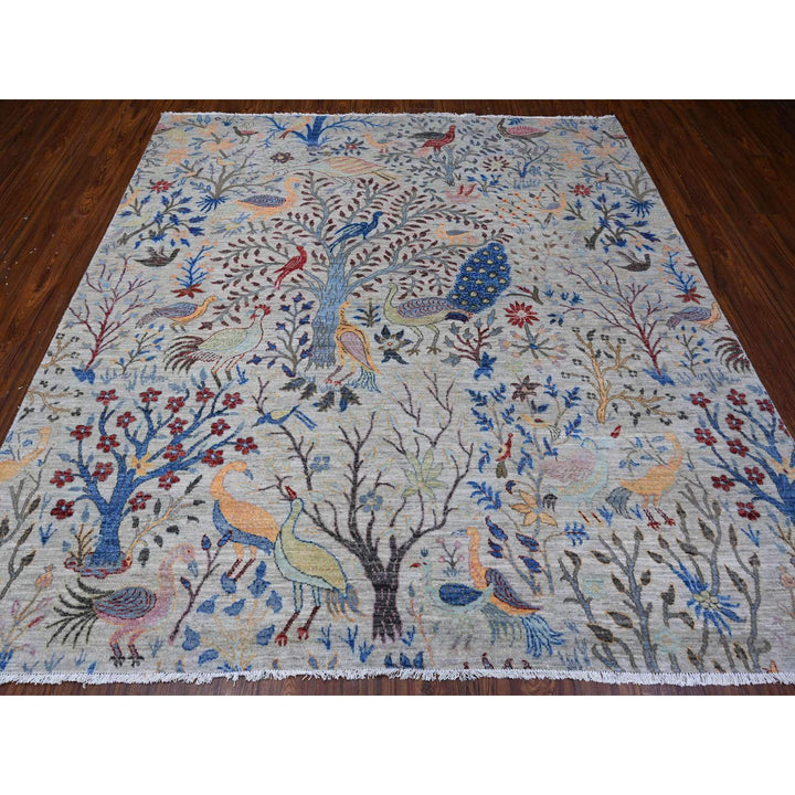 8'0" x 8'2" New Hand Knotted Grey Cotton Square Oriental Rug - MOA10288769