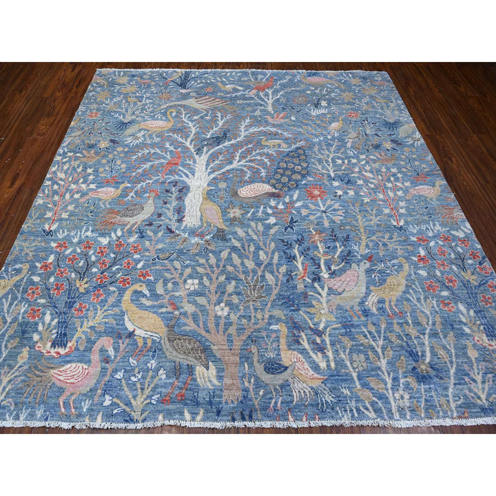 7'11" x 8'0" New Hand Knotted Blue Wool Square Oriental Rug - MOA10288770