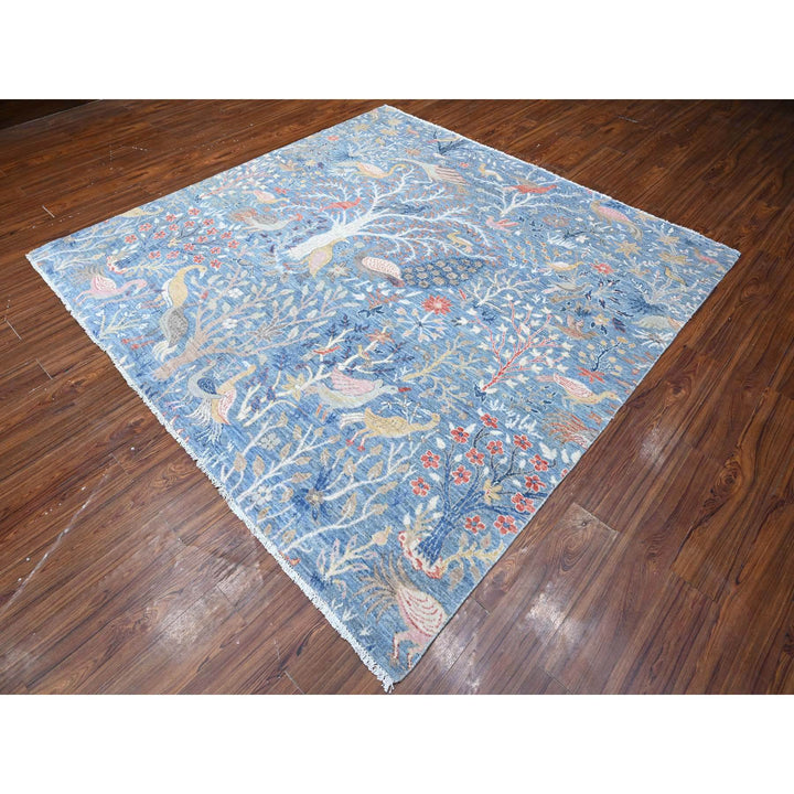 7'11" x 8'0" New Hand Knotted Blue Wool Square Oriental Rug - MOA10288770