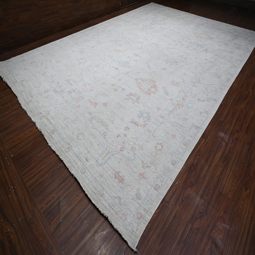 12'2" x 17'11" New Hand Knotted Grey Wool Rectangle Oriental Rug - MOA10288777