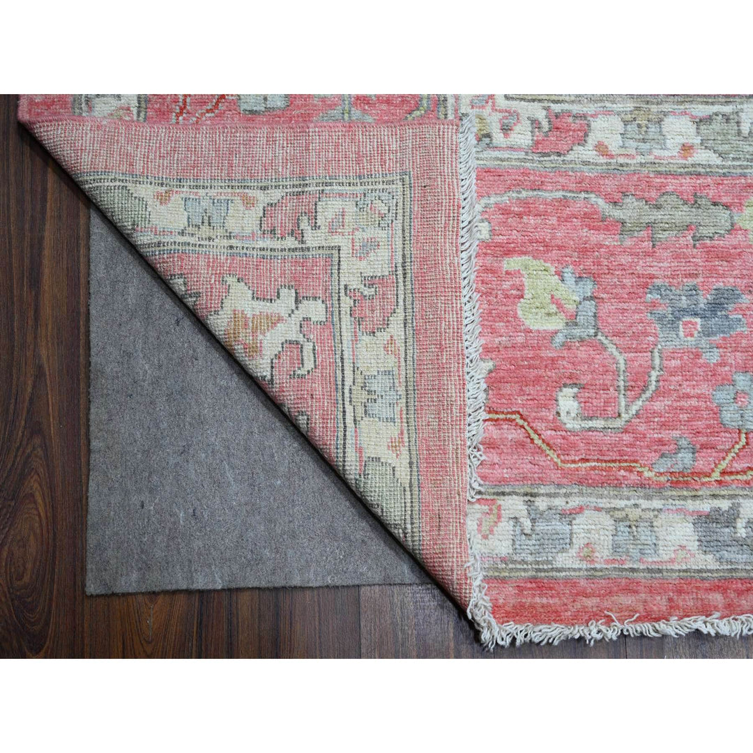 12'1" x 14'7" New Hand Knotted Pink Wool Rectangle Oriental Rug - MOA10288780