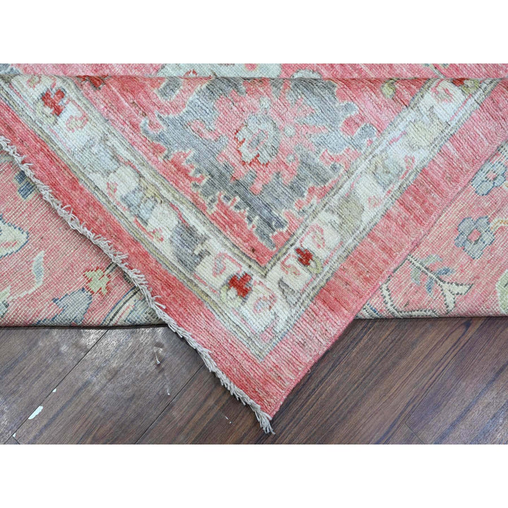 12'1" x 14'7" New Hand Knotted Pink Wool Rectangle Oriental Rug - MOA10288780