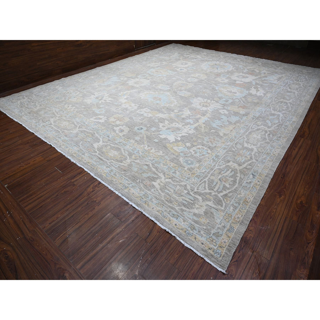 13'11" x 17'0" New Hand Knotted Grey Wool Rectangle Oriental Rug - MOA10288785