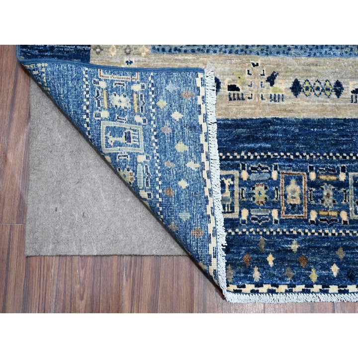 7'11" x 9'7" New Hand Knotted Blue Wool Rectangle Oriental Rug - MOA10288787