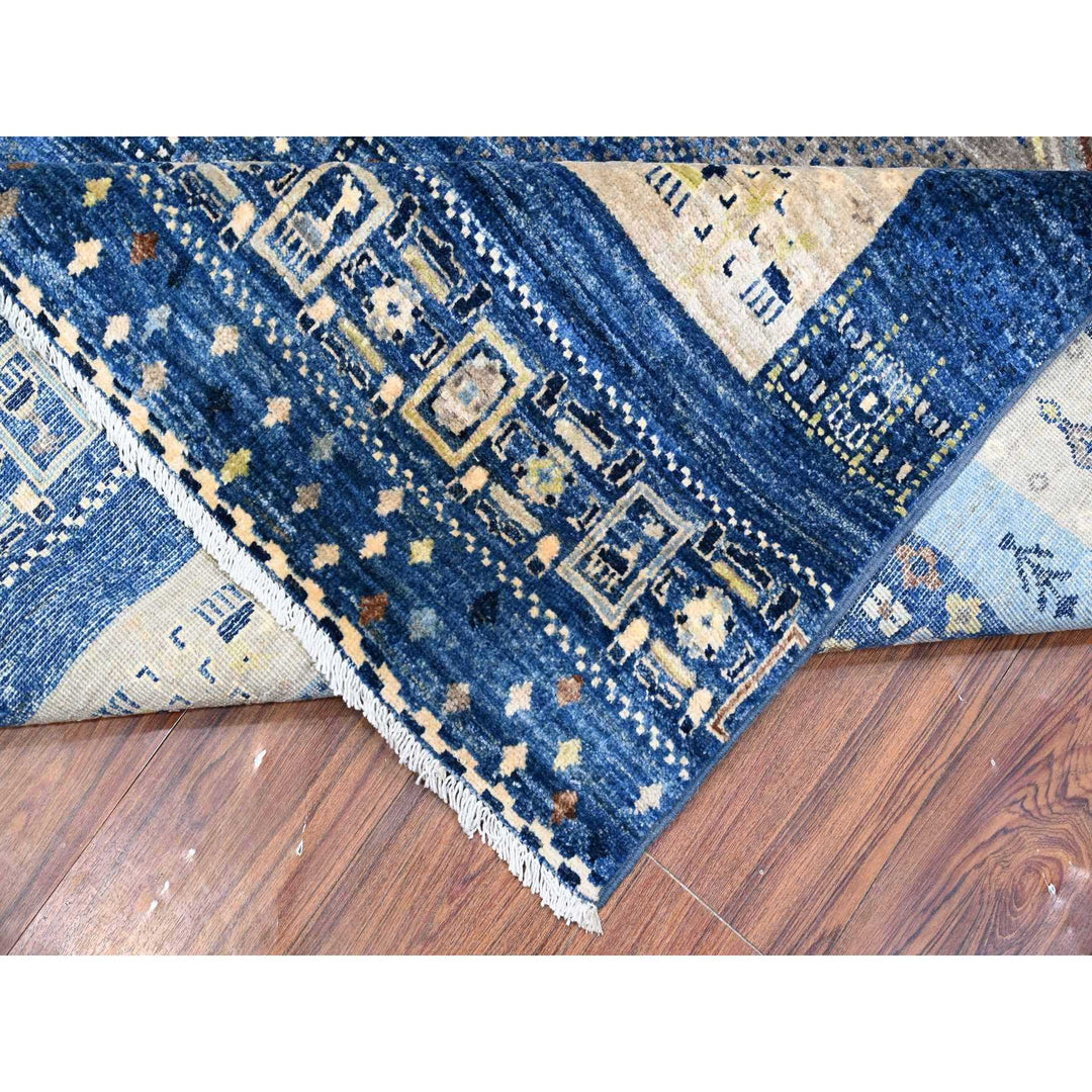 7'11" x 9'7" New Hand Knotted Blue Wool Rectangle Oriental Rug - MOA10288787