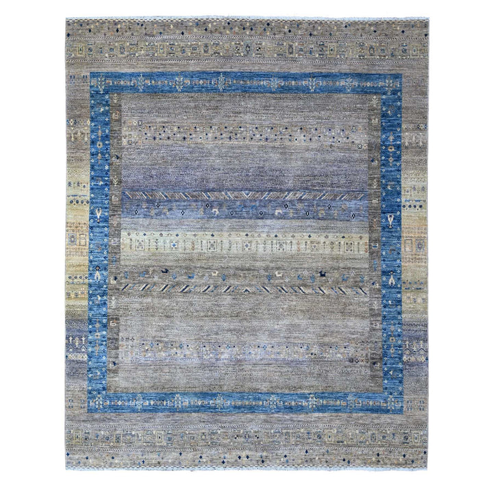 7'10" x 9'9" New Hand Knotted Grey Wool Rectangle Oriental Rug - MOA10288788